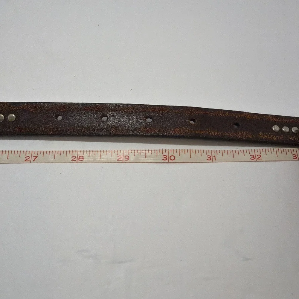 brown leather belt silver buckle Thin